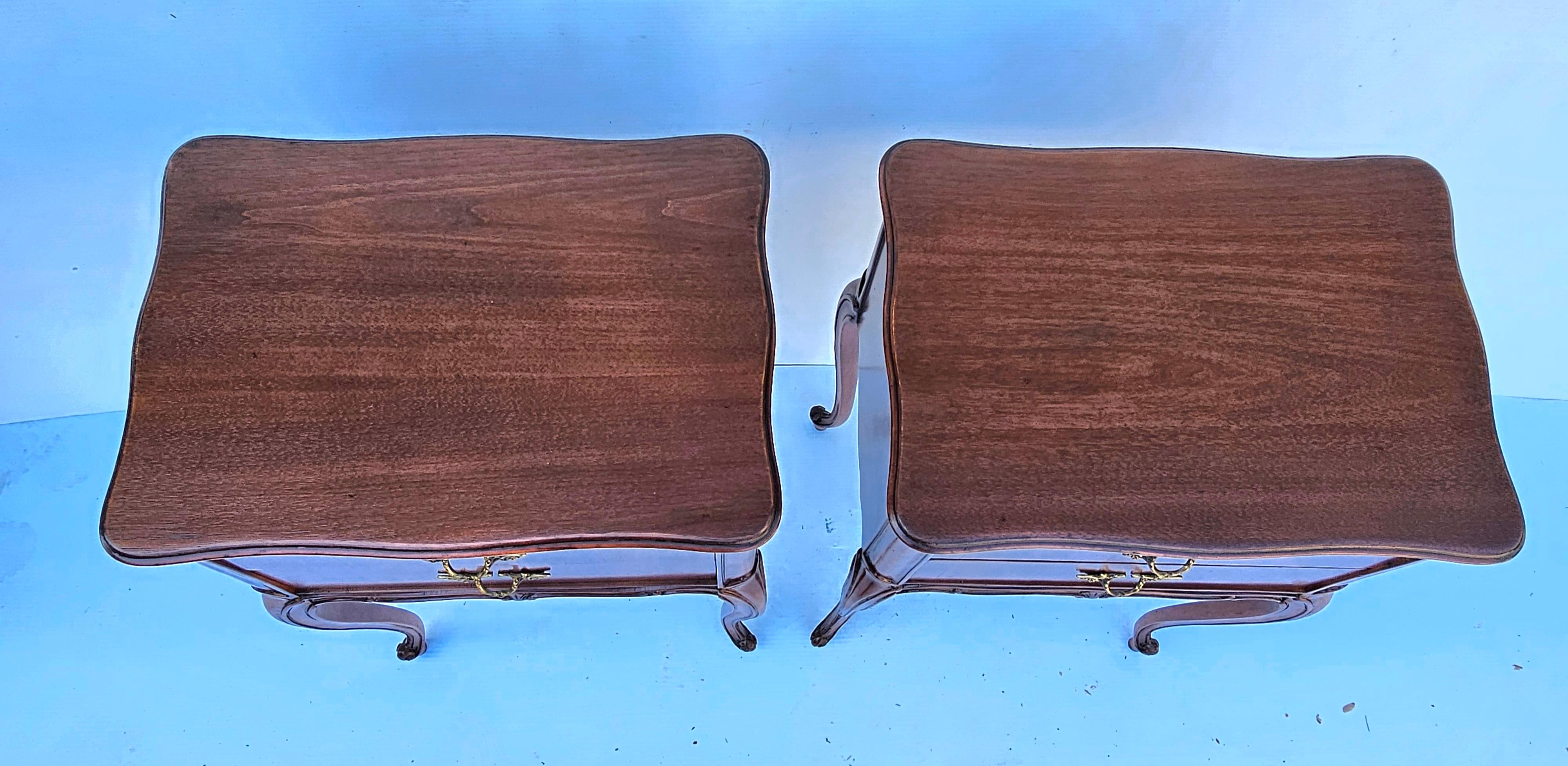 Pair of Refinished French Louis XV Style Fruitwood Two-Drawer Bedside Tables 5