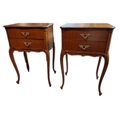 Pair of Refinished French Louis XV Style Fruitwood Two-Drawer Bedside Tables