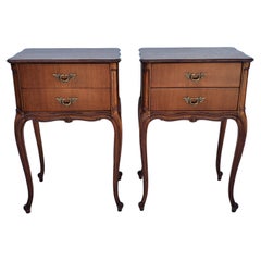 Pair of Refinished French Louis XV Style Fruitwood Two-Drawer Bedside Tables