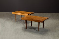 Pair of Refinished George Nelson Style Slatted Wood Bench or Table, circa 1960