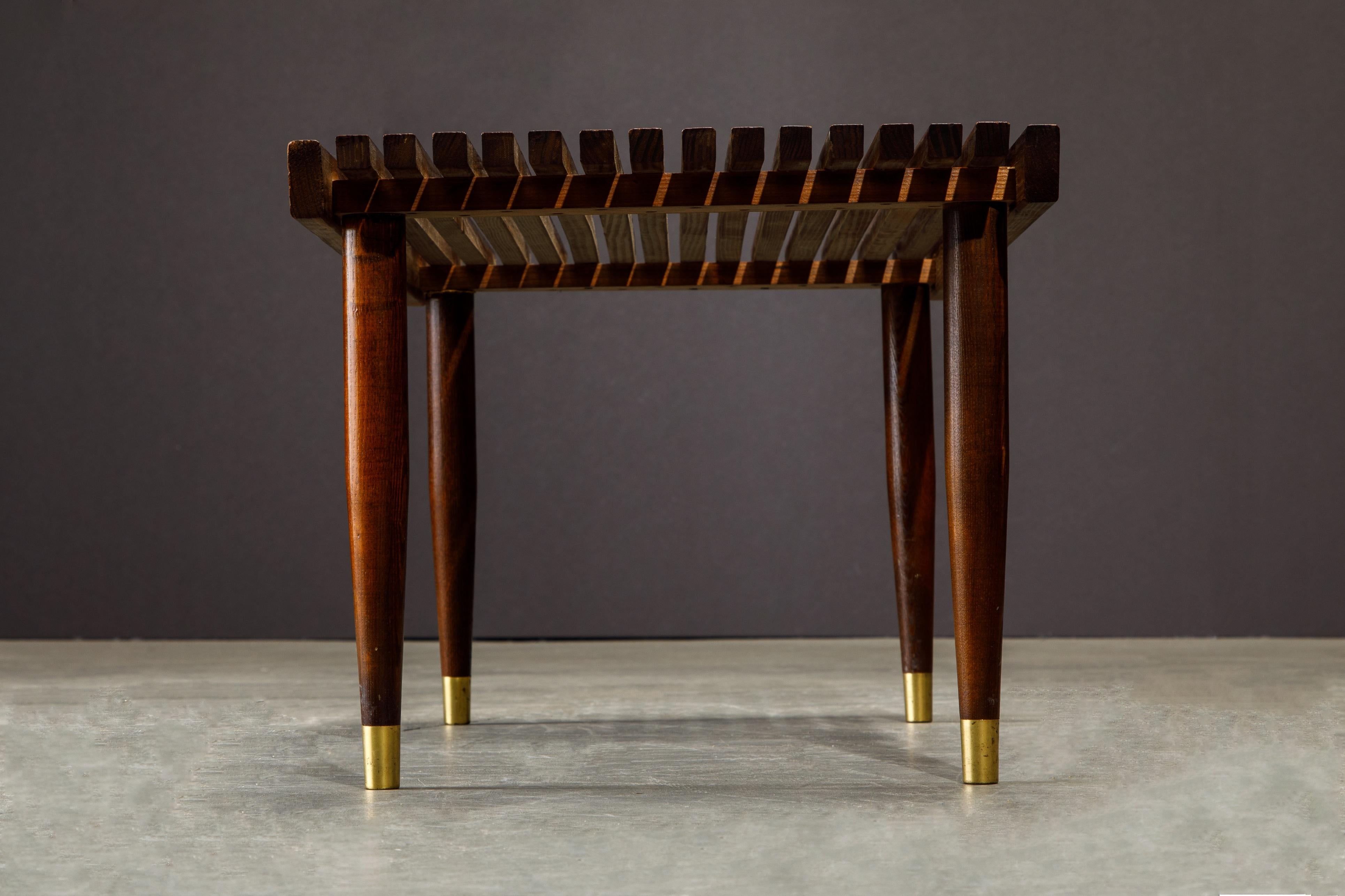 Pair of Refinished George Nelson Style Slatted Wood Benches or Tables, c. 1960 7