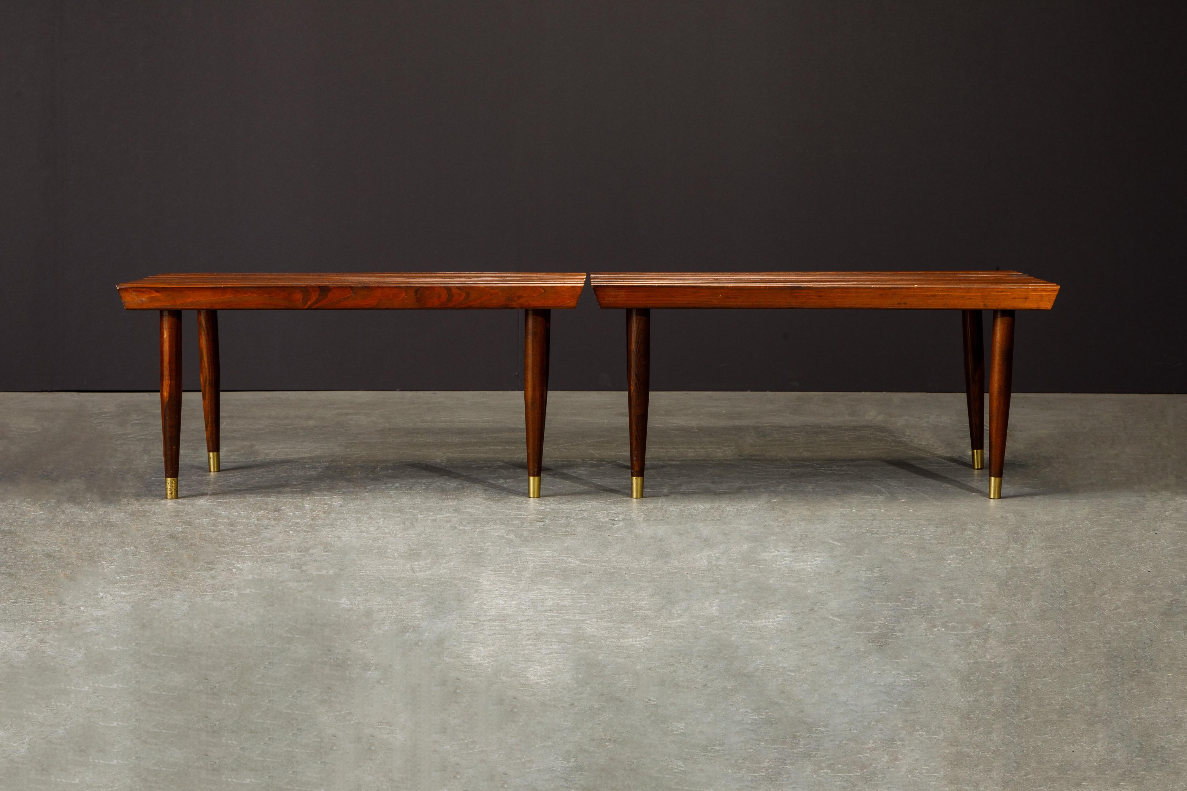 Pair of Refinished George Nelson Style Slatted Wood Benches or Tables, c. 1960 10