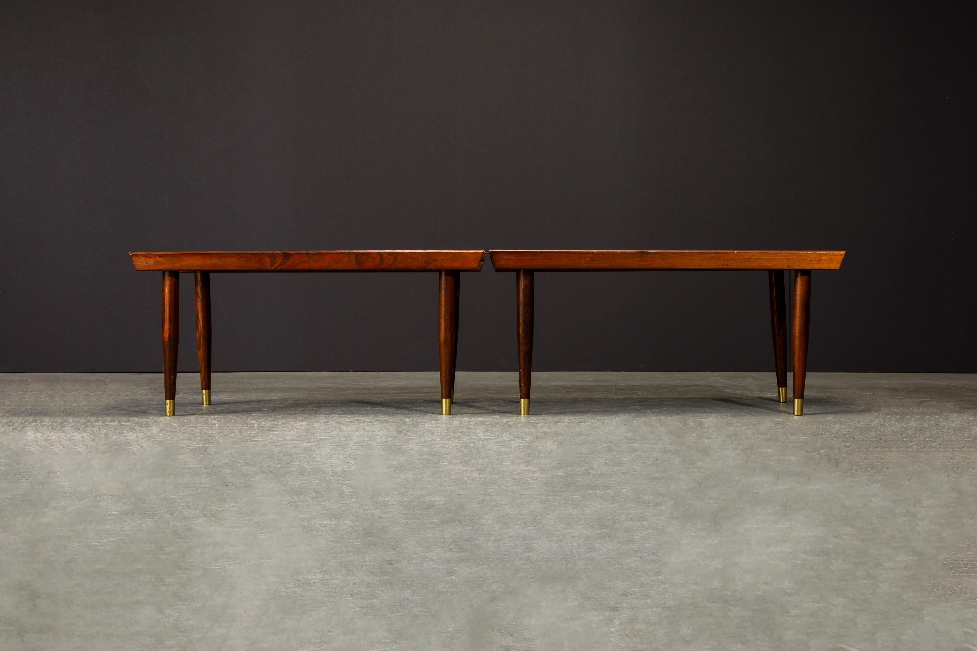 Pair of Refinished George Nelson Style Slatted Wood Benches or Tables, c. 1960 11