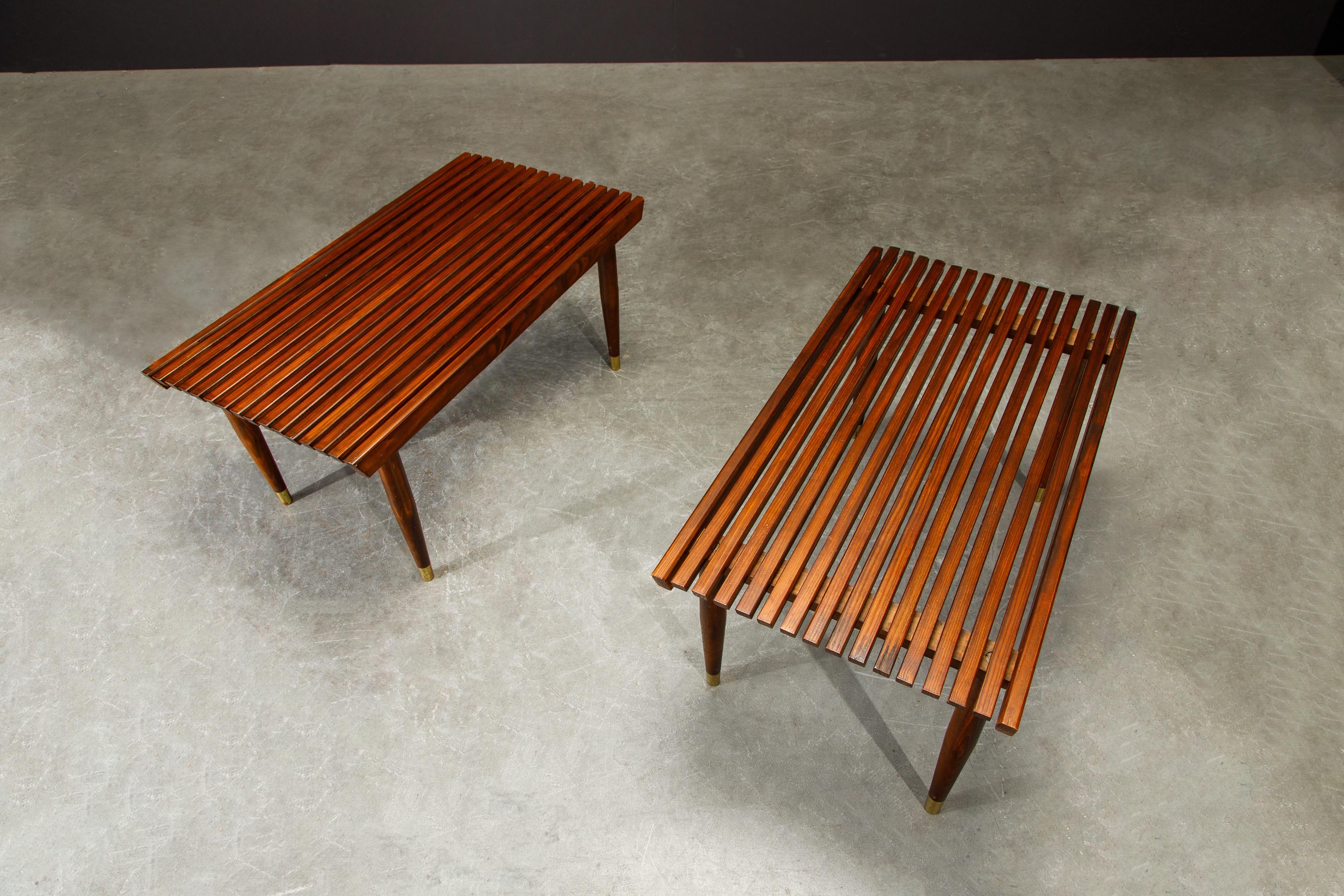Mid-20th Century Pair of Refinished George Nelson Style Slatted Wood Benches or Tables, c. 1960