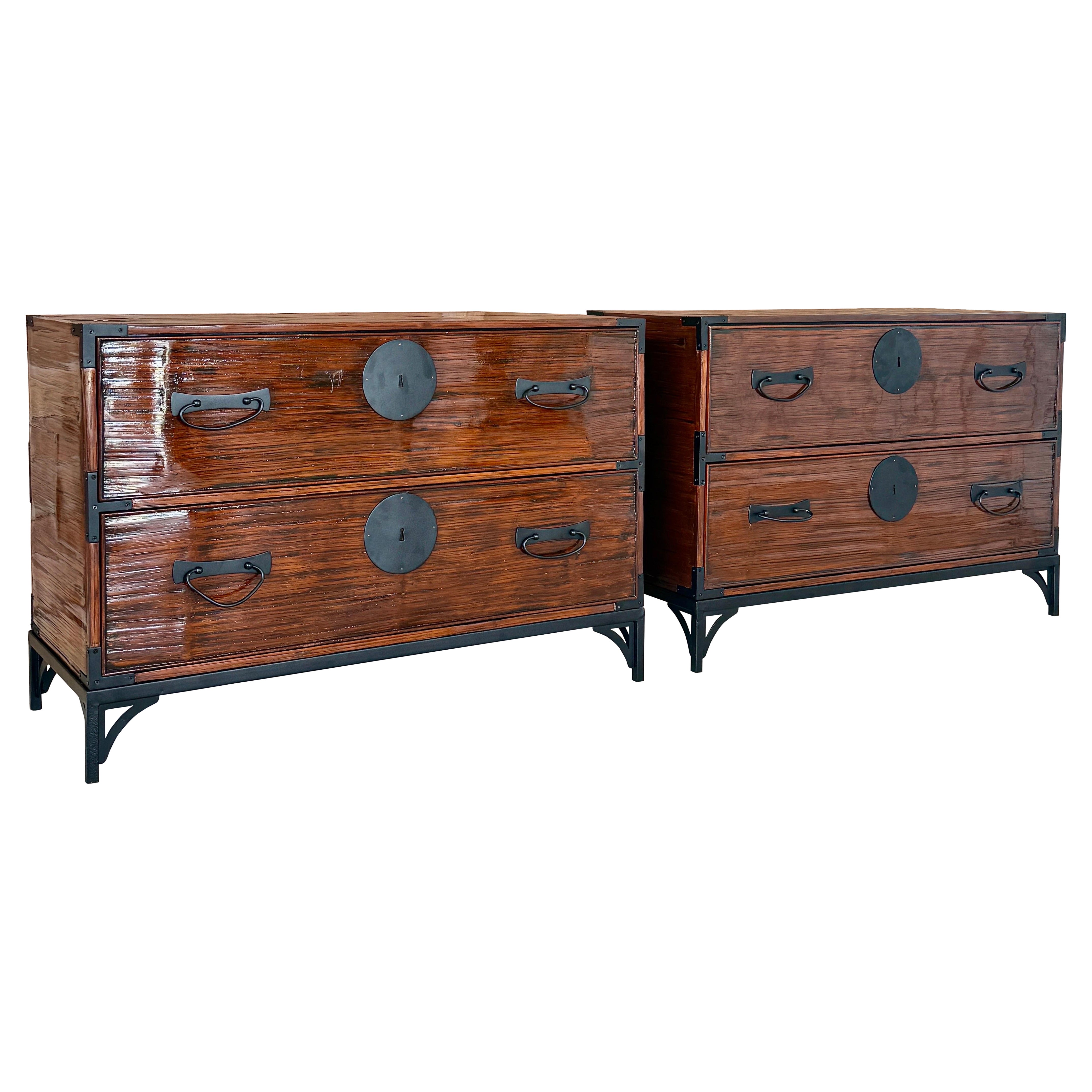 Paire de coffres finis de style Campaigner Transitional Acquisitions pour Henredon en vente