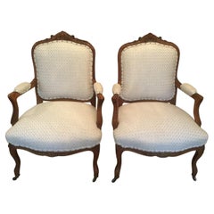 Pair of Regal 19th Century French Louis XV Style Armchairs