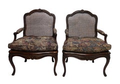Pair of Regence Armchairs with Cane Seats and Backrests, 18th Century