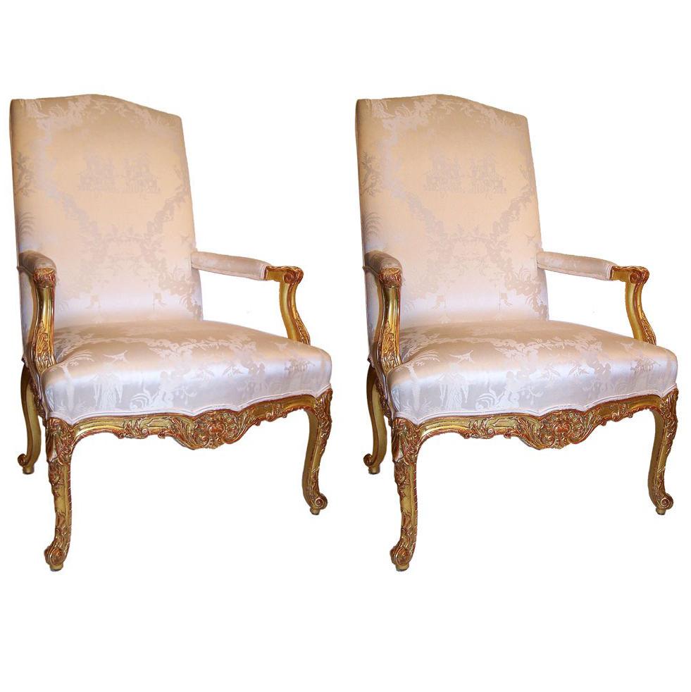 Pair of Regence Style Armchairs, French, Late 19th Century