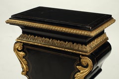 Pair of Régence Style Brass Inlaid and Ebonized Pedestals, 19th Century French
