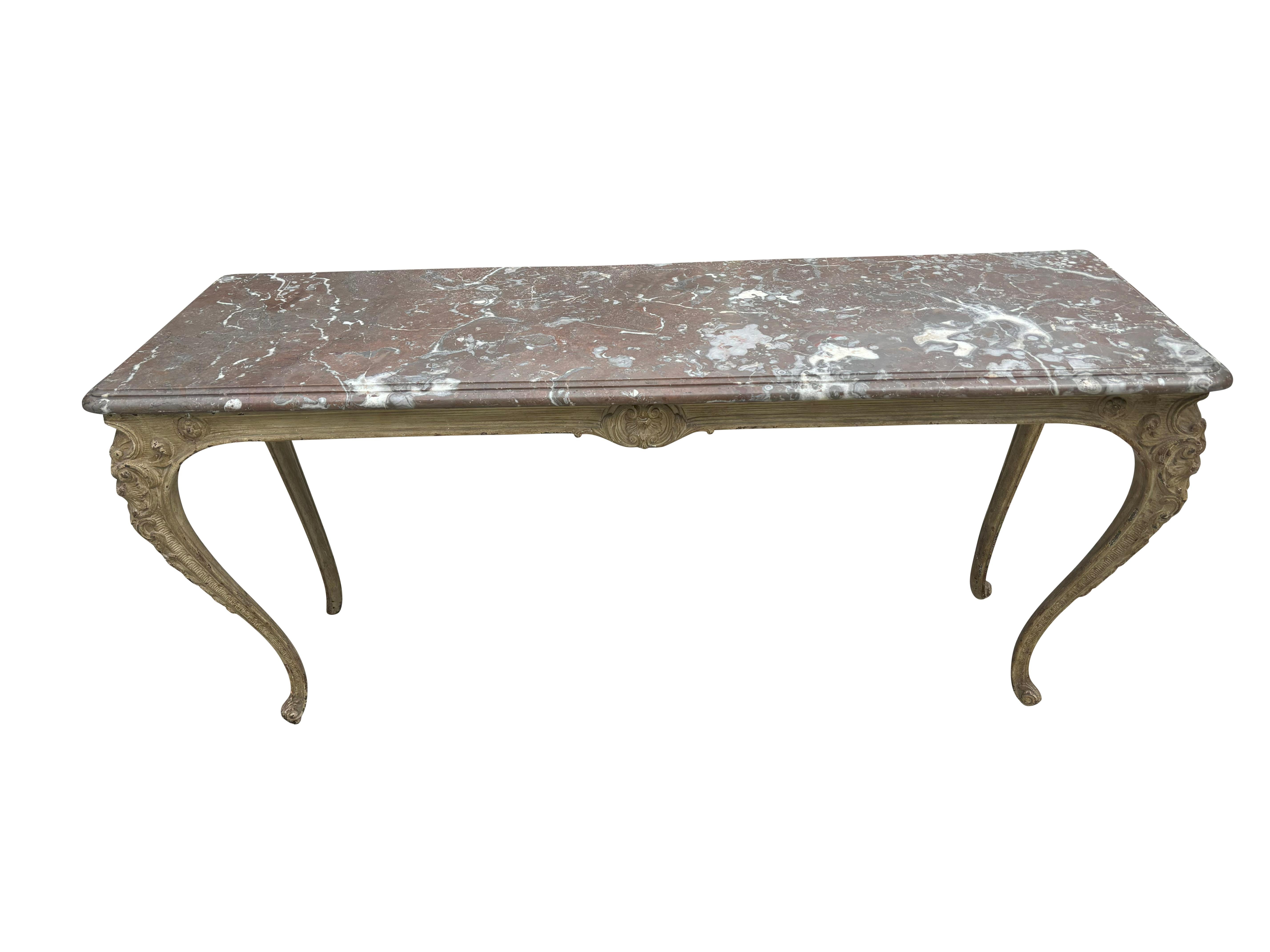 Pair Of Regence Style Cast Iron Marble Top Tables For Sale 6