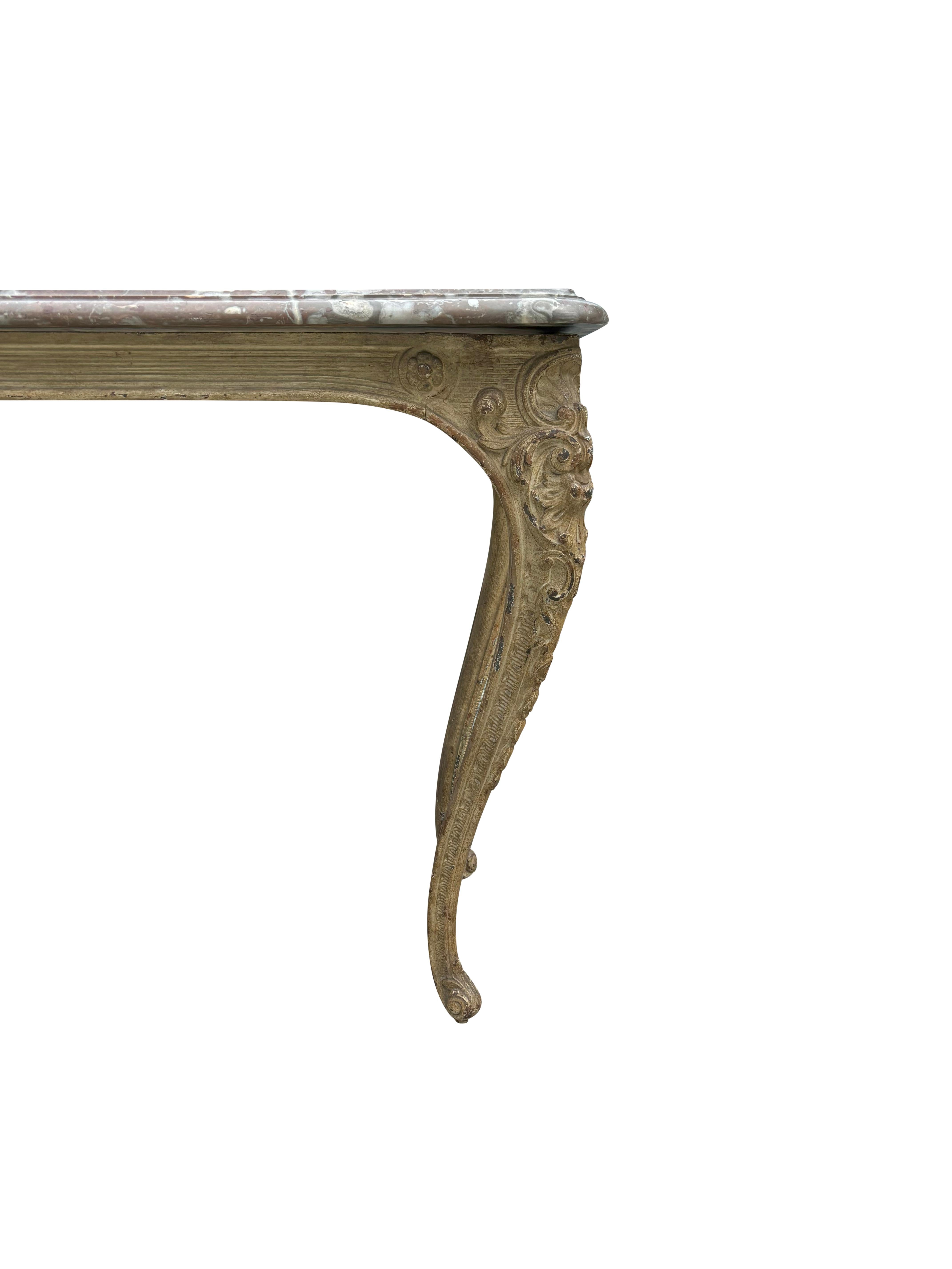 Pair Of Regence Style Cast Iron Marble Top Tables For Sale 14