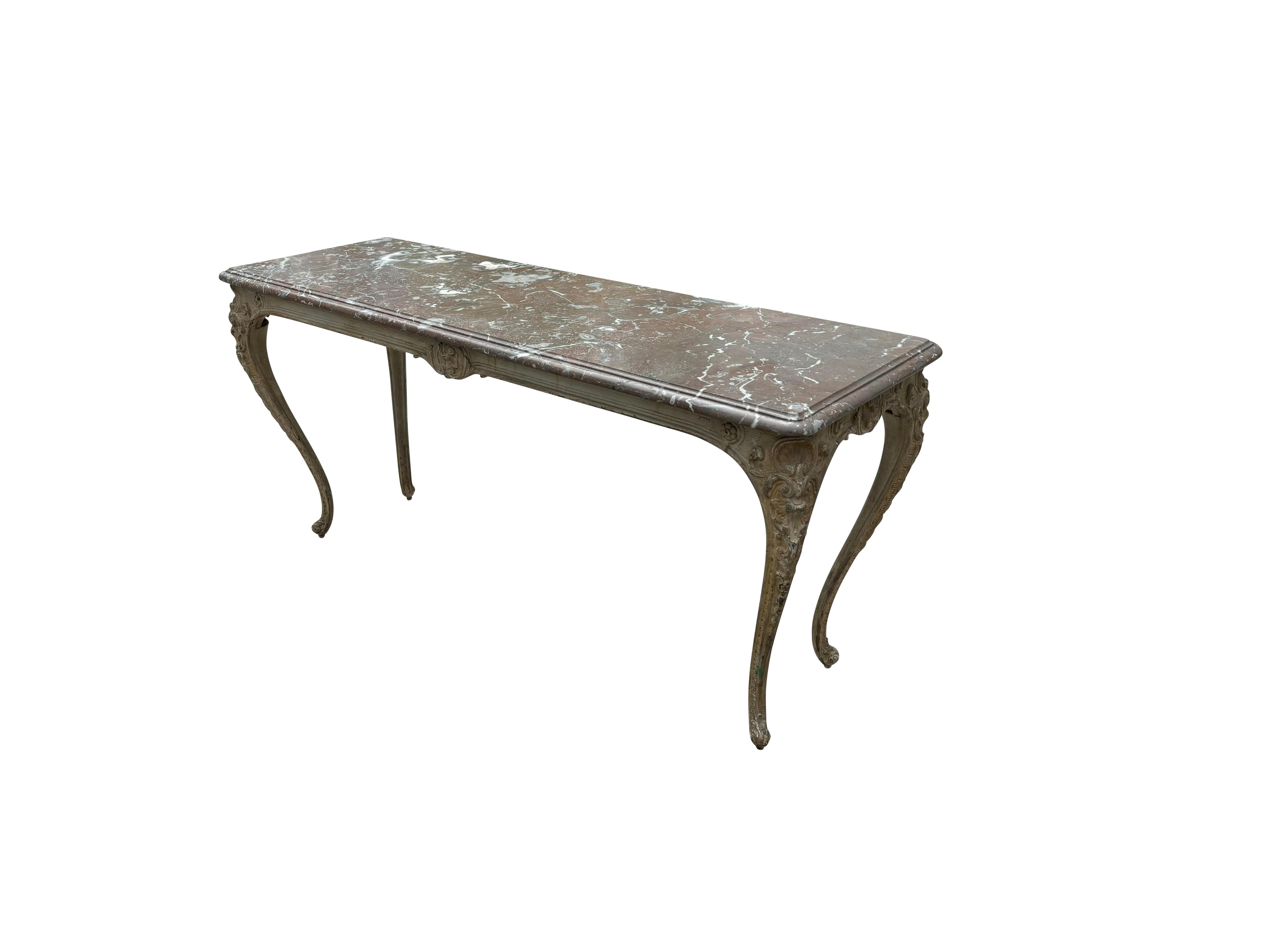 Pair Of Regence Style Cast Iron Marble Top Tables For Sale 1