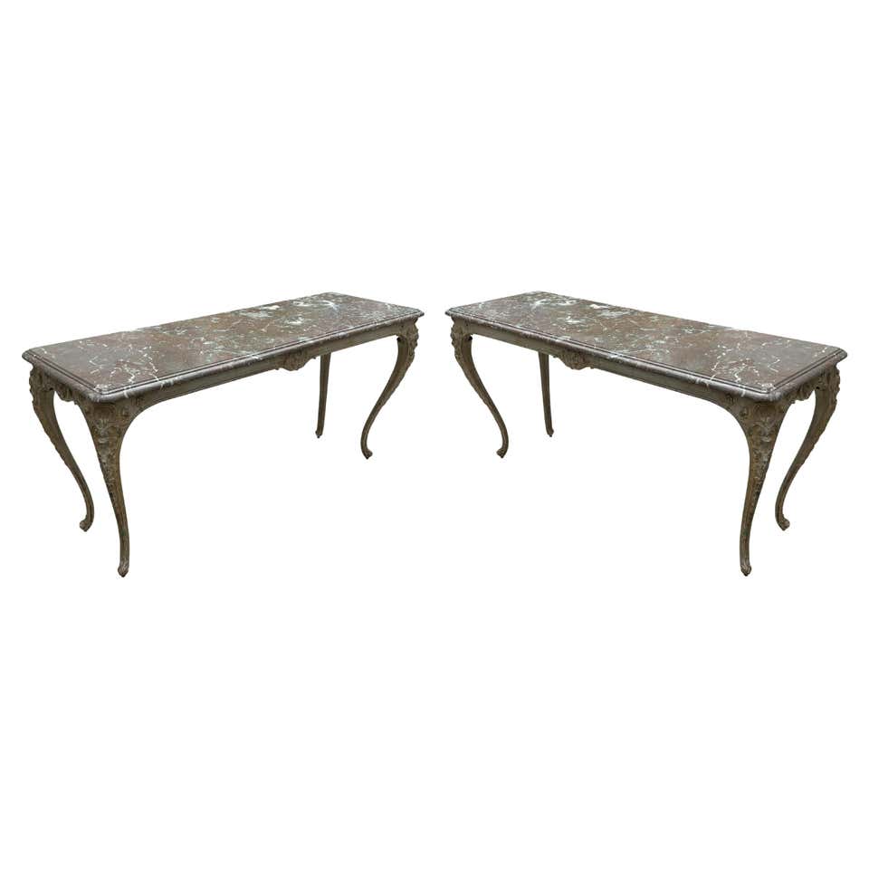 English Victorian Cast Iron Rectangular, Marble-Top Pub Table at ...
