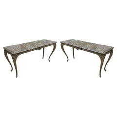 Pair Of Regence Style Cast Iron Marble Top Tables