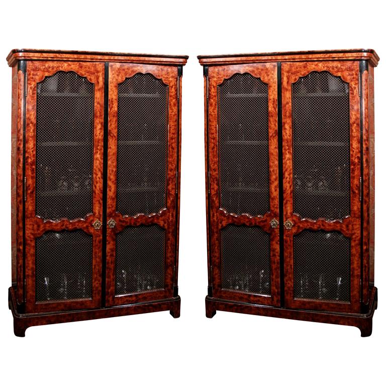 Pair of Regence Style Faux Bois Painted Bookcases