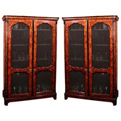 Pair of Regence Style Faux Bois Painted Bookcases