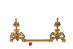 Pair of Regence Style Firedogs in Gilt Bronze, circa 1880