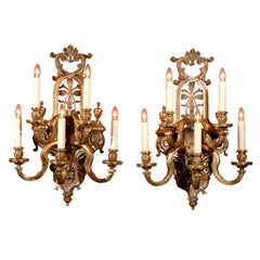 Antique Pair of Regence Style Five-Light Sconces, circa 1910