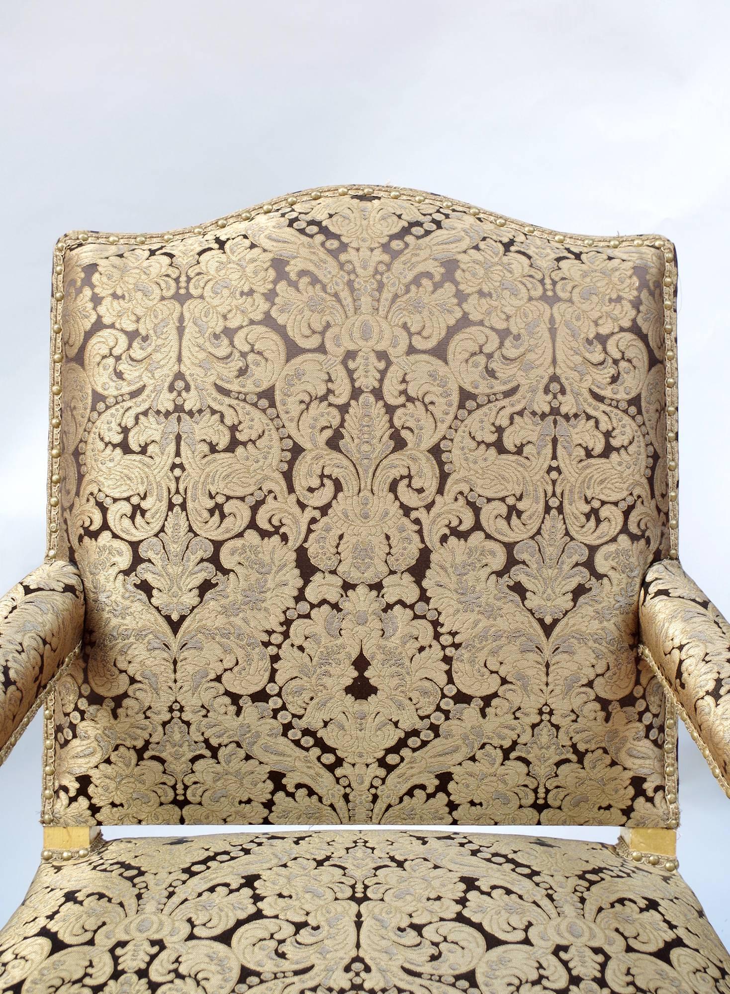 Pair of Regence Style Giltwood High Back Armchairs, circa 1970 1
