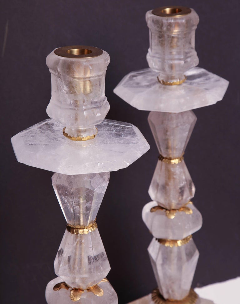 Pair of Regence Style Rock Crystal Candlesticks at 1stdibs