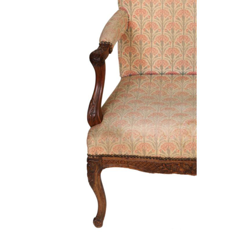 Pair of Regence Walnut Fauteuils in Carnation Petit Point Tapestry In Good Condition For Sale In Locust Valley, NY