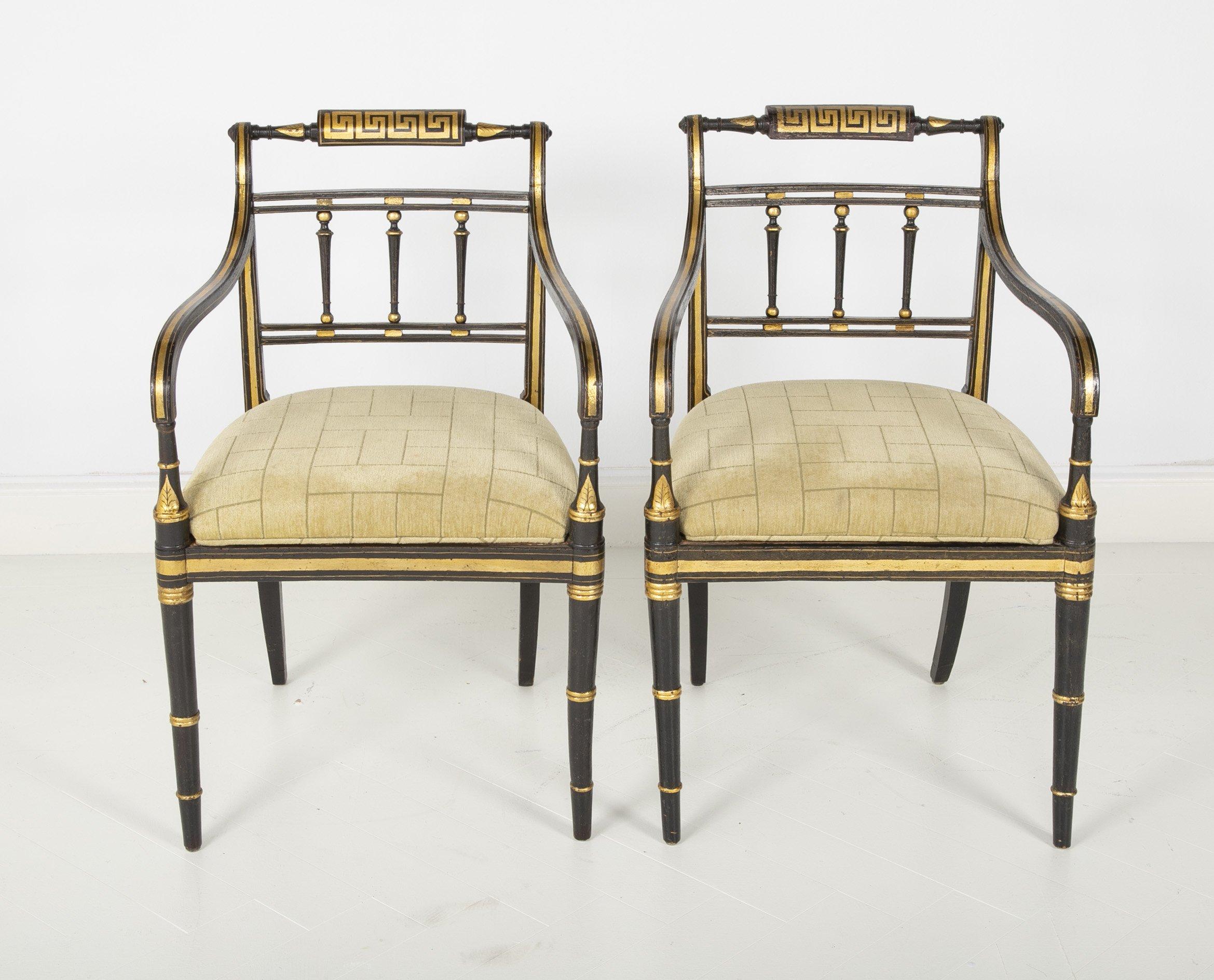 Pair of Regency Armchairs In Fair Condition In Westwood, NJ