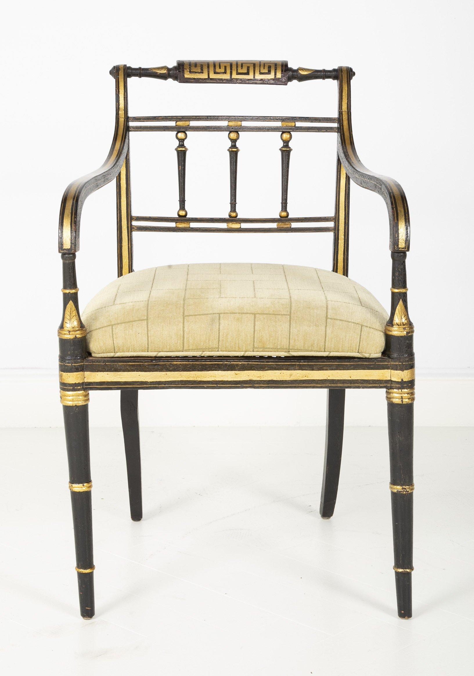 Wood Pair of Regency Armchairs
