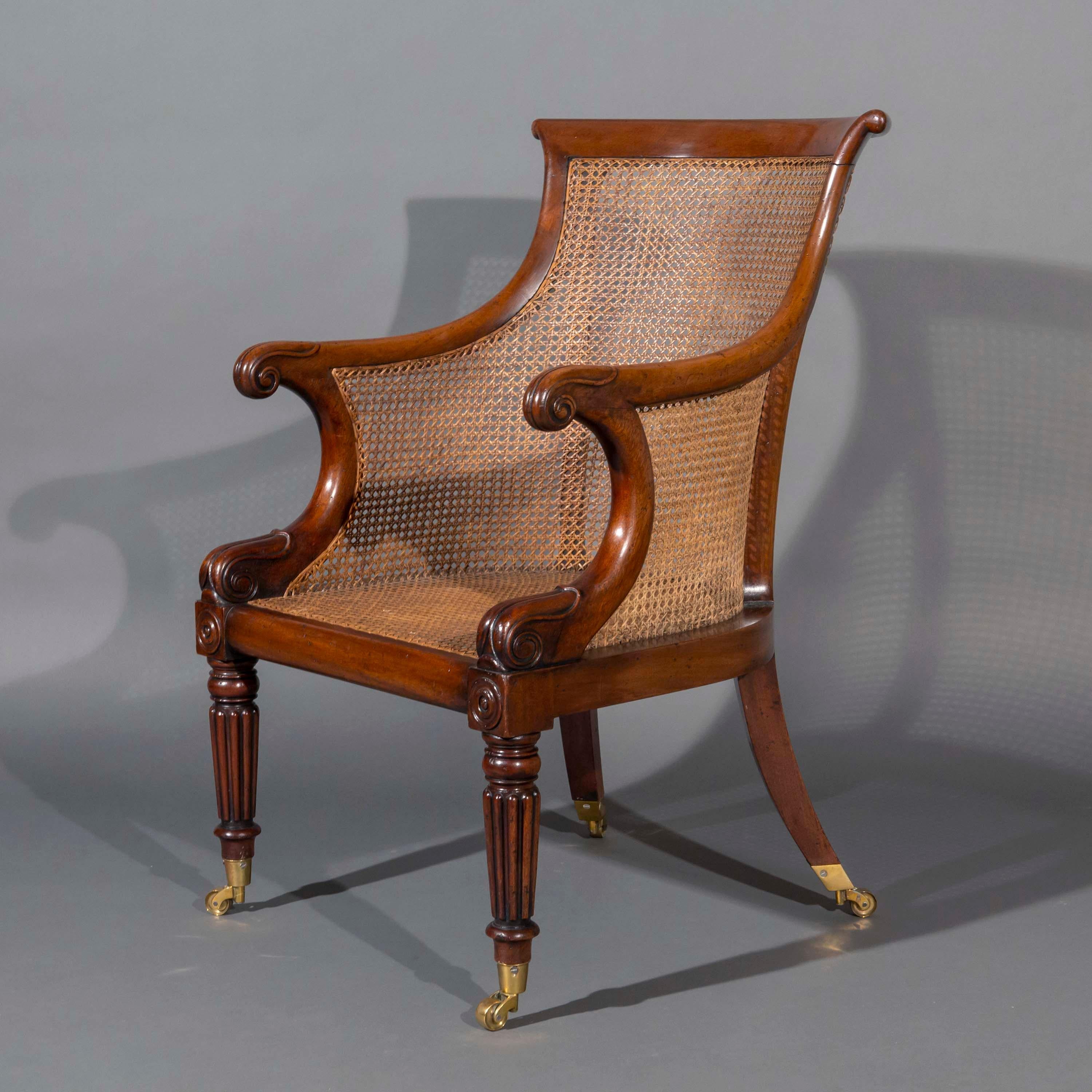 Paire de fauteuils Bergère Regency à la manière de Gillows en vente 7