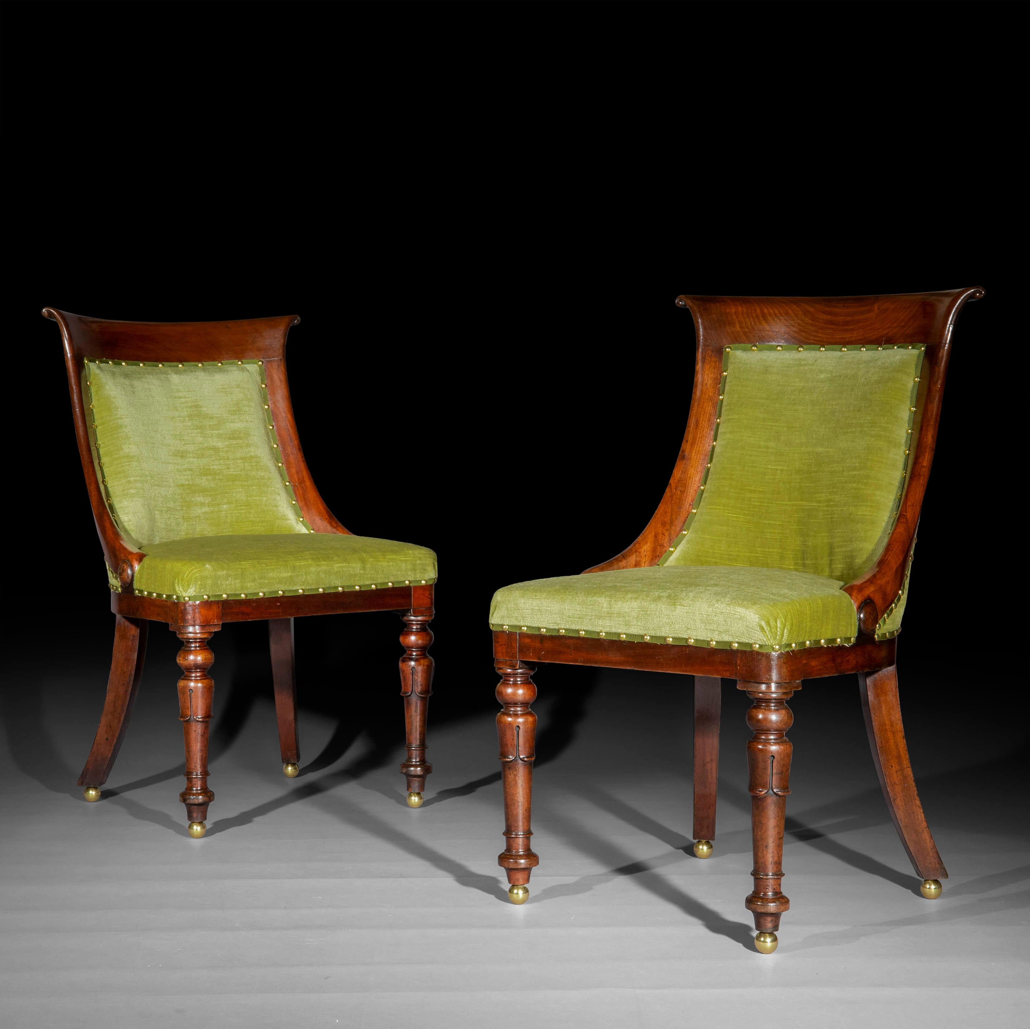 Upholstery Pair of Regency Chairs For Sale