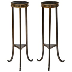 Pair of Regency Black and Parcel-Gilt Pedestals