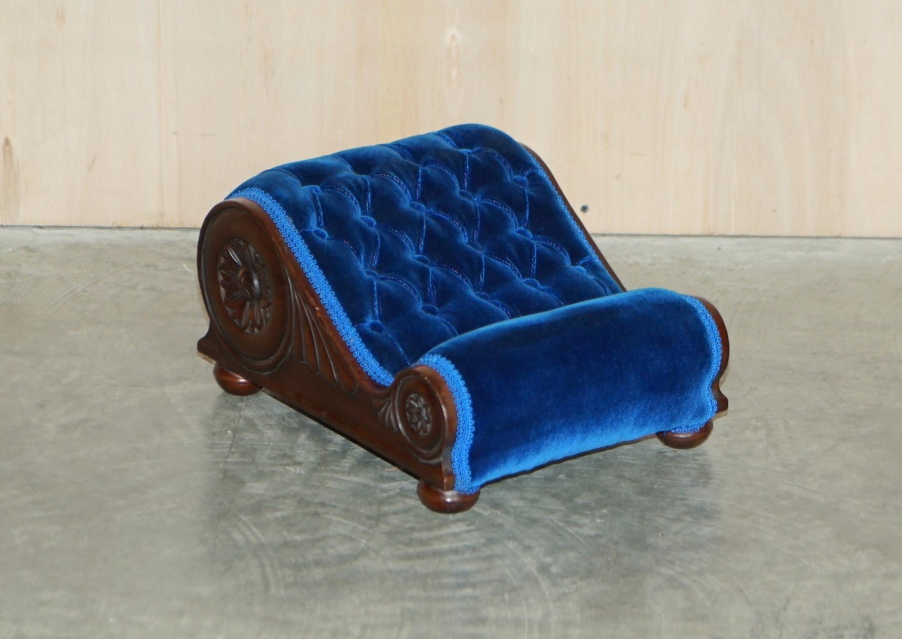 Royal House Antiques

Royal House Antiques is delighted to offer for sale this stunning pair of antique late Victorian, Regency blue, Chesterfield tufted footstools with carved frames

A very good looking, well made and decorative pair of