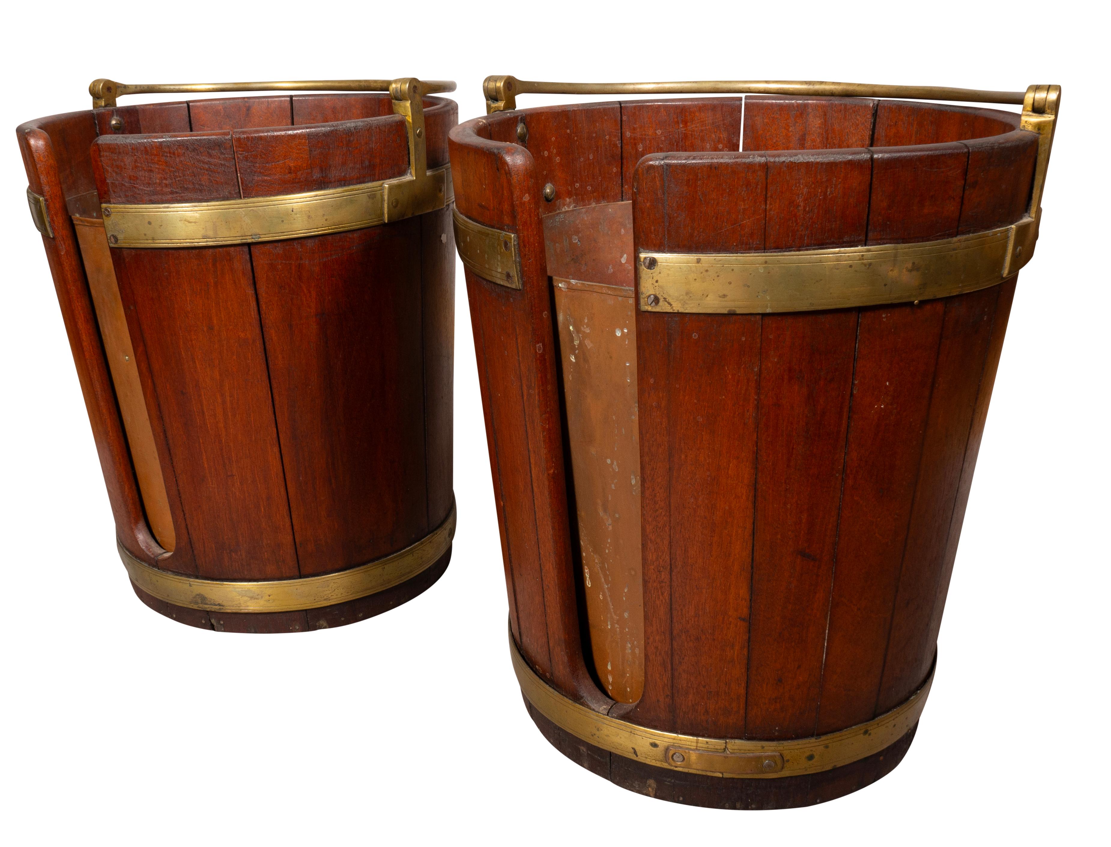 Pair Of Regency Brass And Mahogany Peat Buckets 2