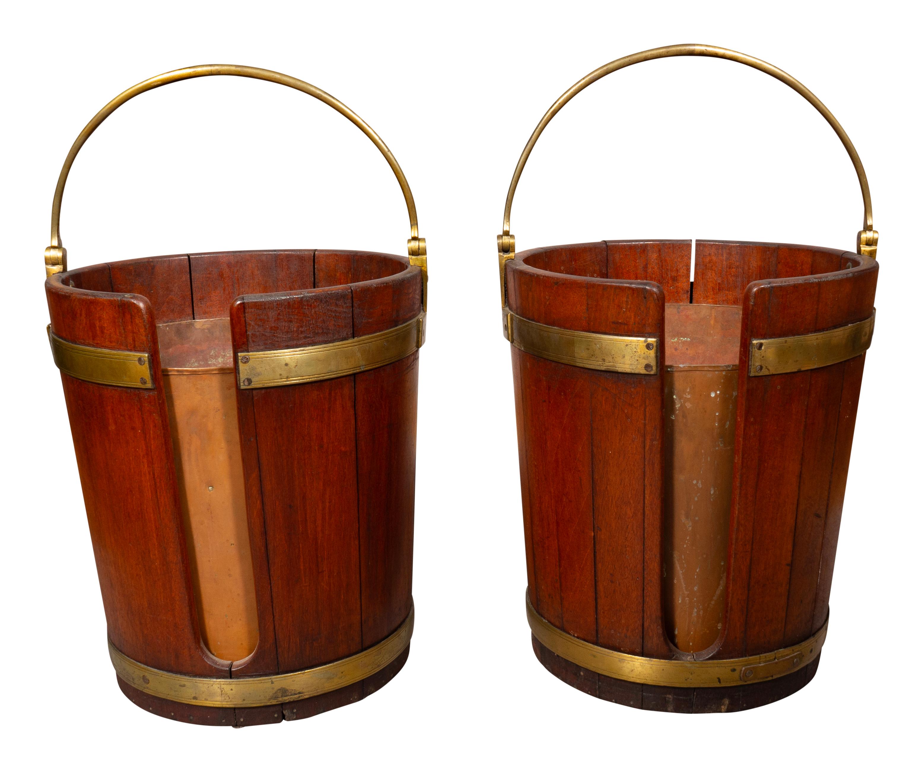 Pair Of Regency Brass And Mahogany Peat Buckets 3