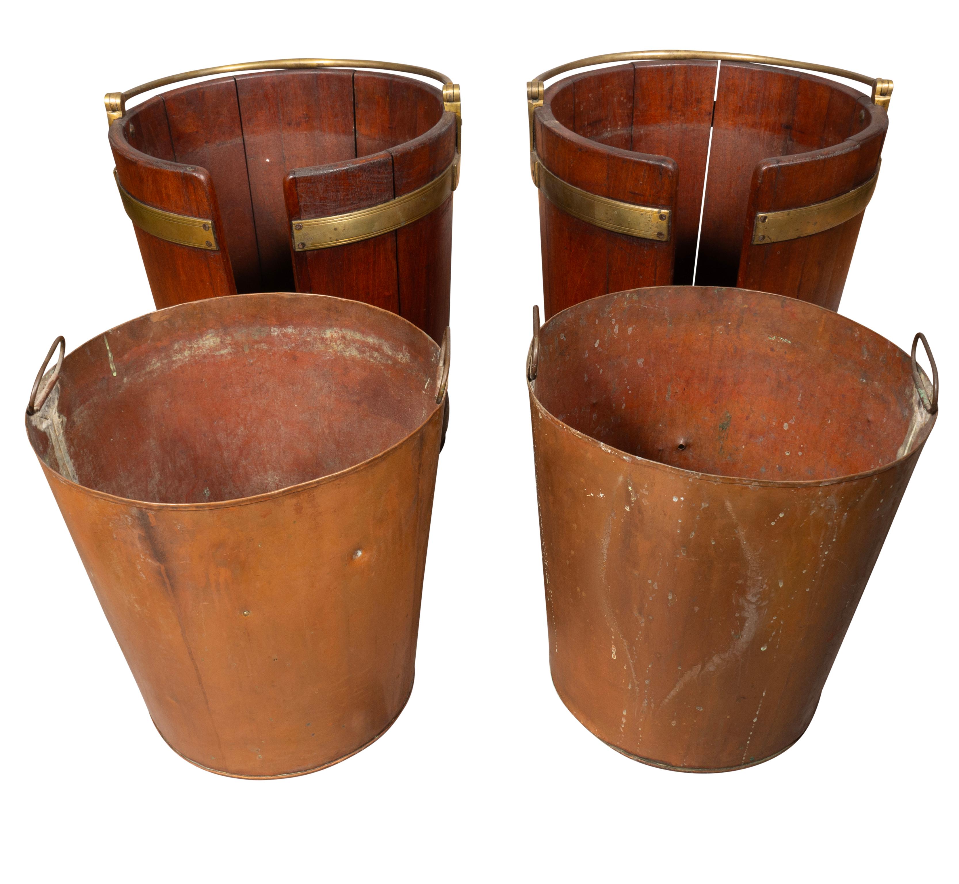 Pair Of Regency Brass And Mahogany Peat Buckets 4