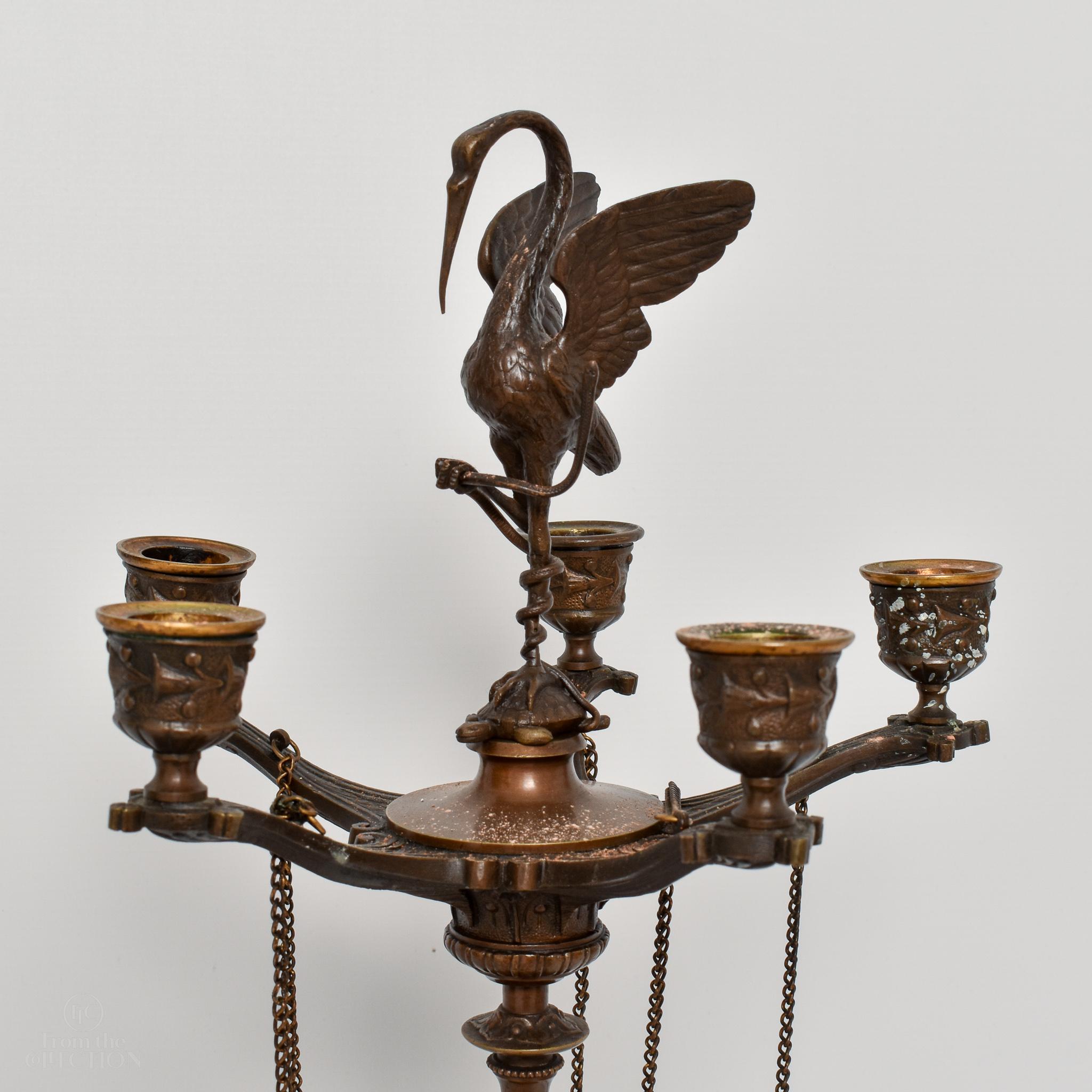 Pair of Regency Bronze Crane Candelabra, circa1820 In Good Condition For Sale In Lincoln, GB