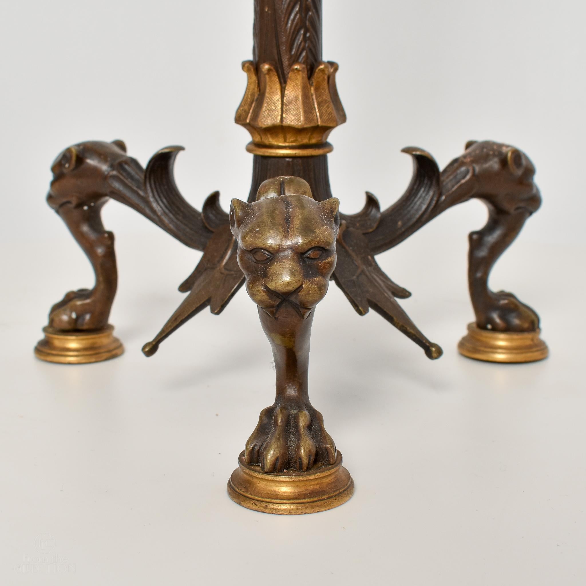 19th Century Pair of Regency Bronze Crane Candelabra, circa1820 For Sale