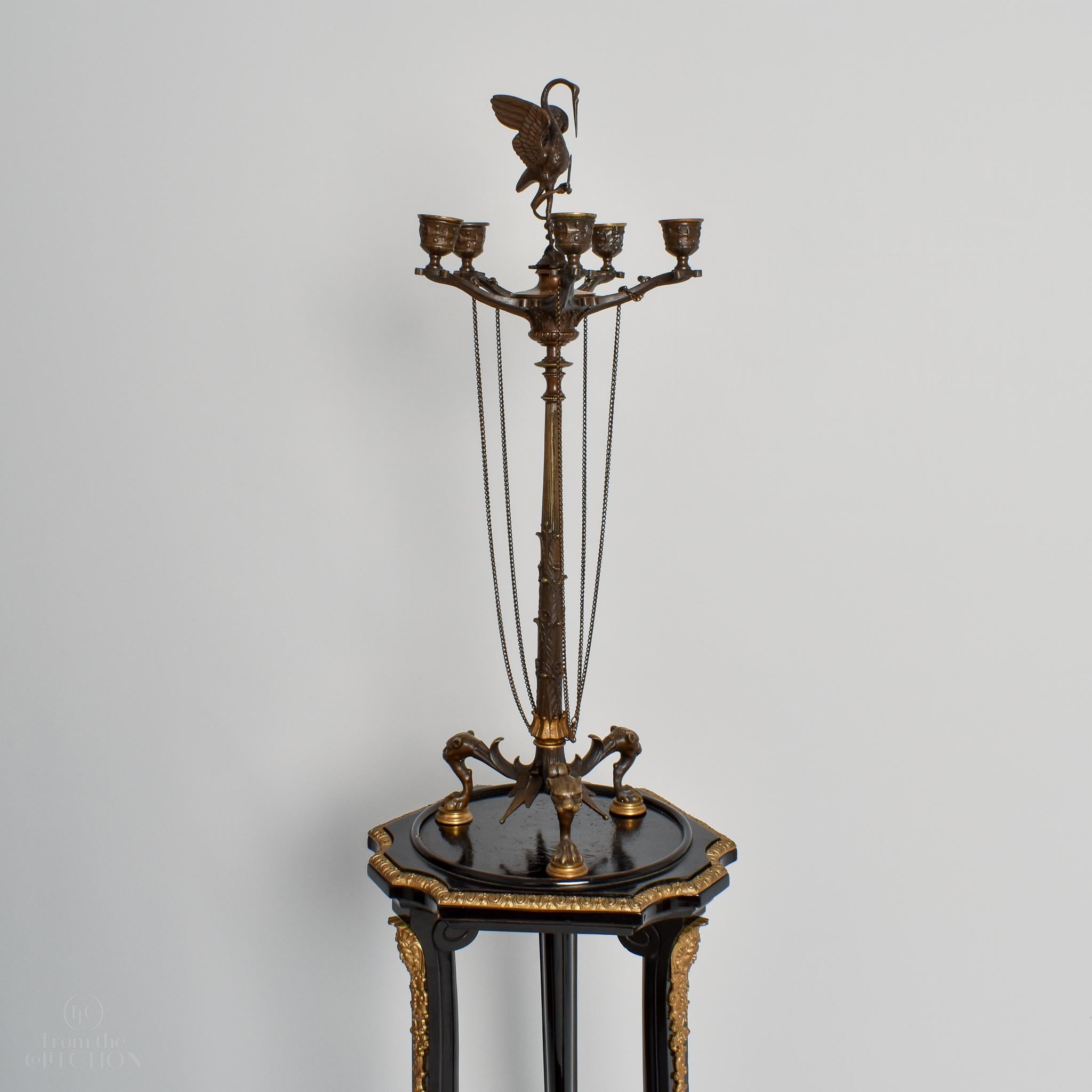 Paar Regency Bronze Crane Kandelaber, um 1820 im Angebot 3