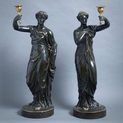Pair of Regency Bronzed Plaster Candlesticks by Humphrey Hopper