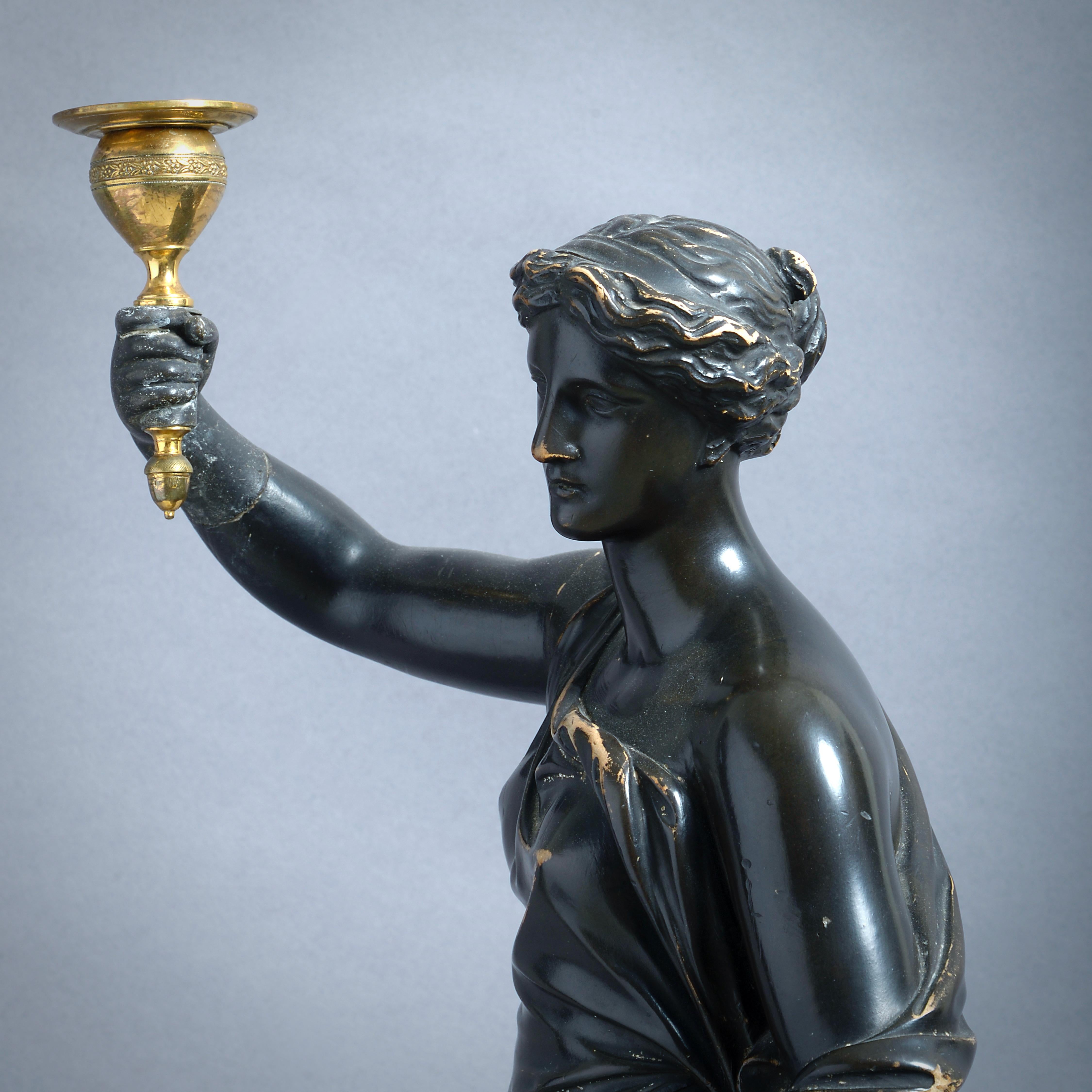XIX secolo Coppia di candelieri in gesso bronzato Regency di Humphrey Hopper in vendita