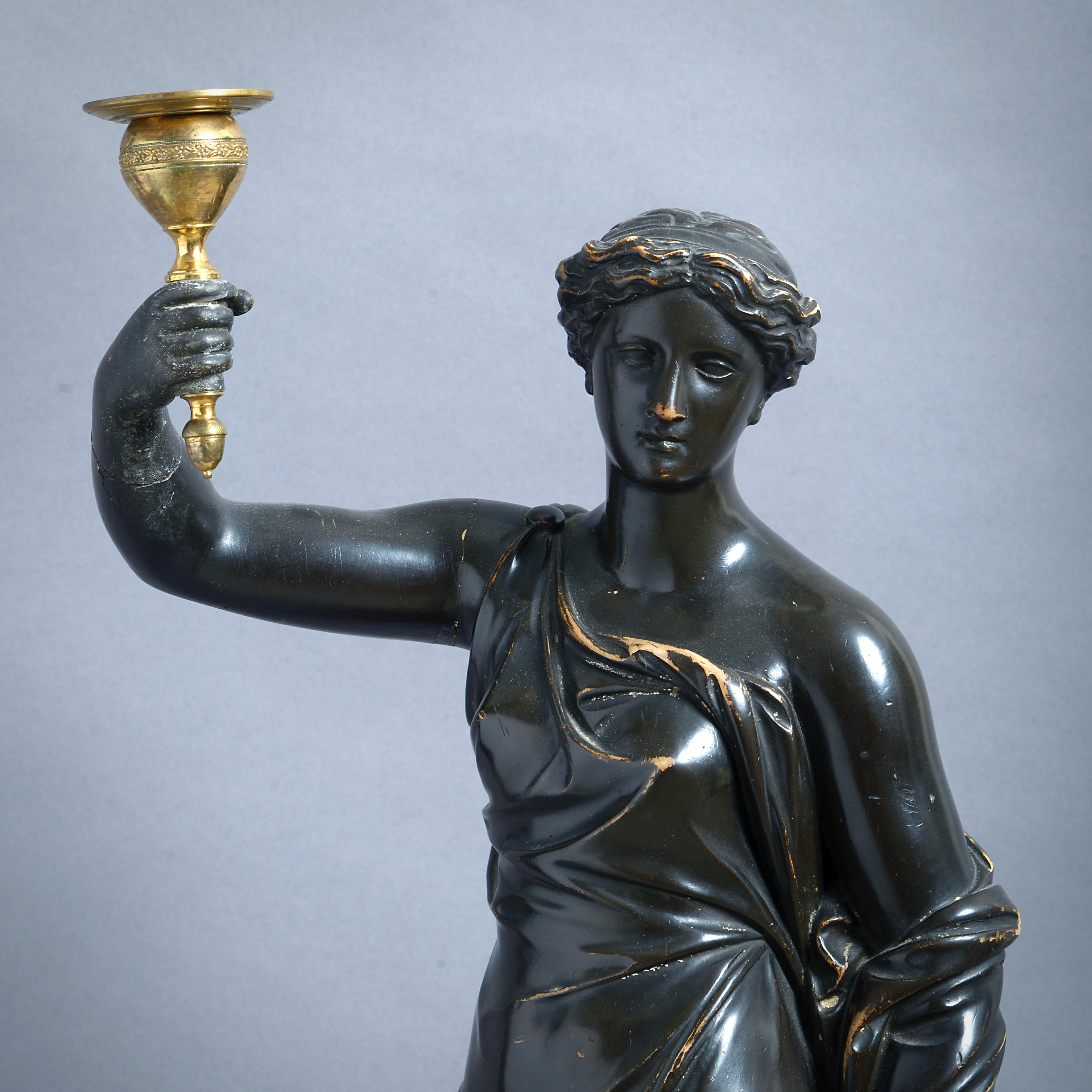 Coppia di candelieri in gesso bronzato Regency di Humphrey Hopper in vendita 1