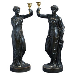 Paar Regency-Kerzenständer aus bronziertem Gips von Humphrey Hopper