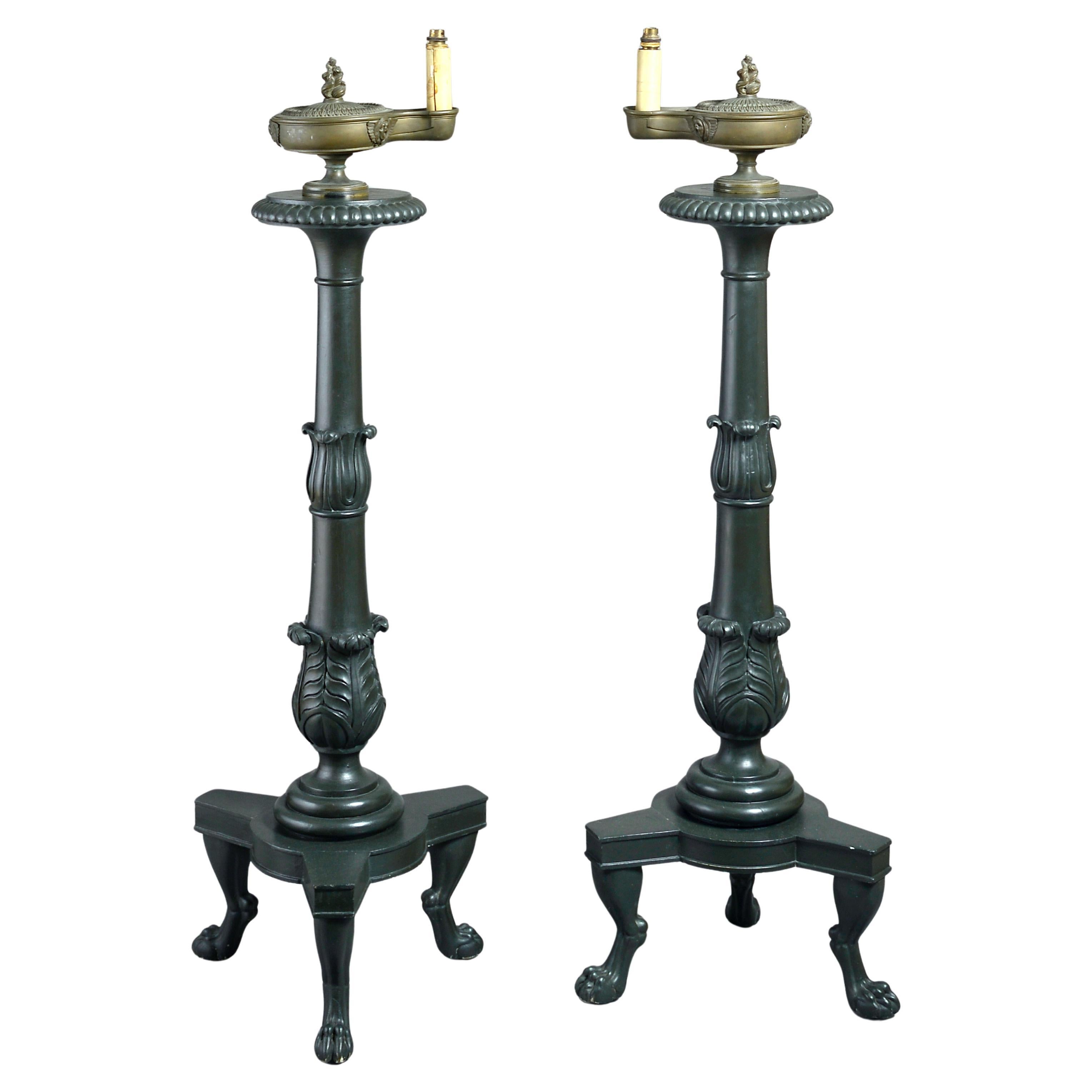 Paire de torchères Regency en bronze