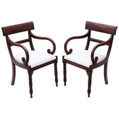 Pair of Regency circa 1820-1830 Mahogany Elbow Desk Carver Chairs