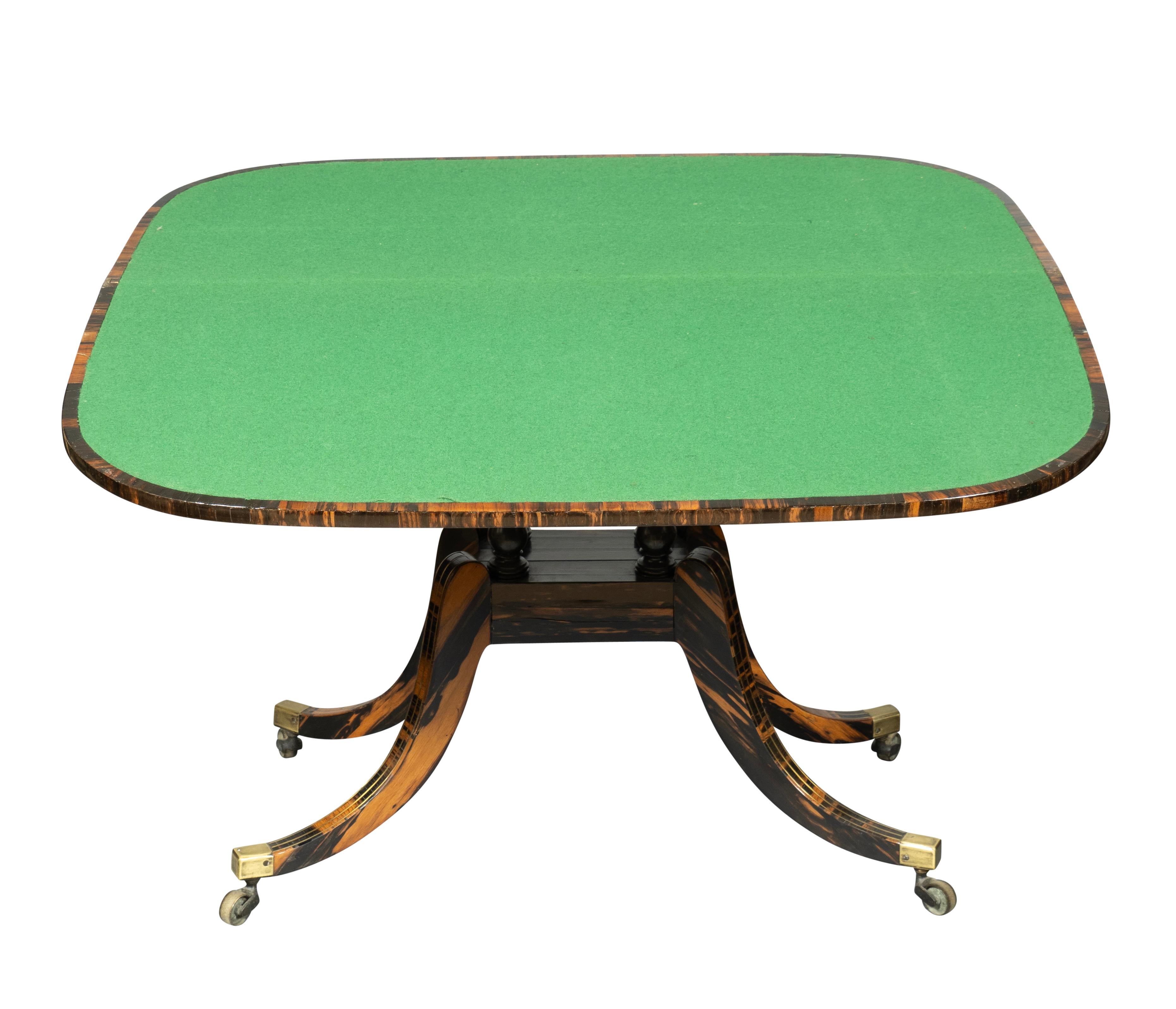 Paire de tables de jeu Regency en calèche et laiton incrusté en vente 8