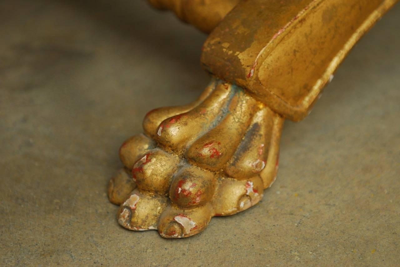 Pair of Regency Carved Gilt Curule Benches or Stools 5