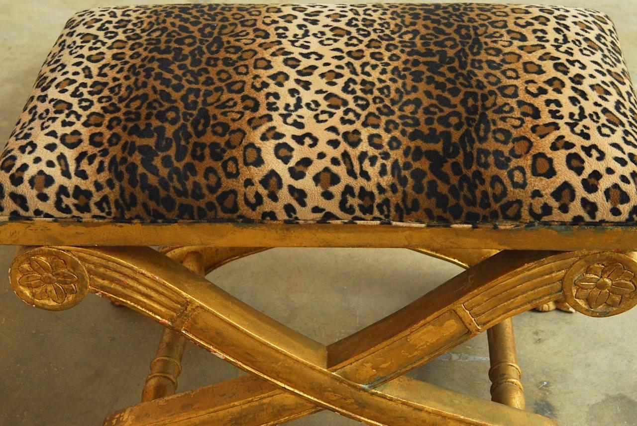 Pair of Regency Carved Gilt Curule Benches or Stools In Good Condition In Rio Vista, CA
