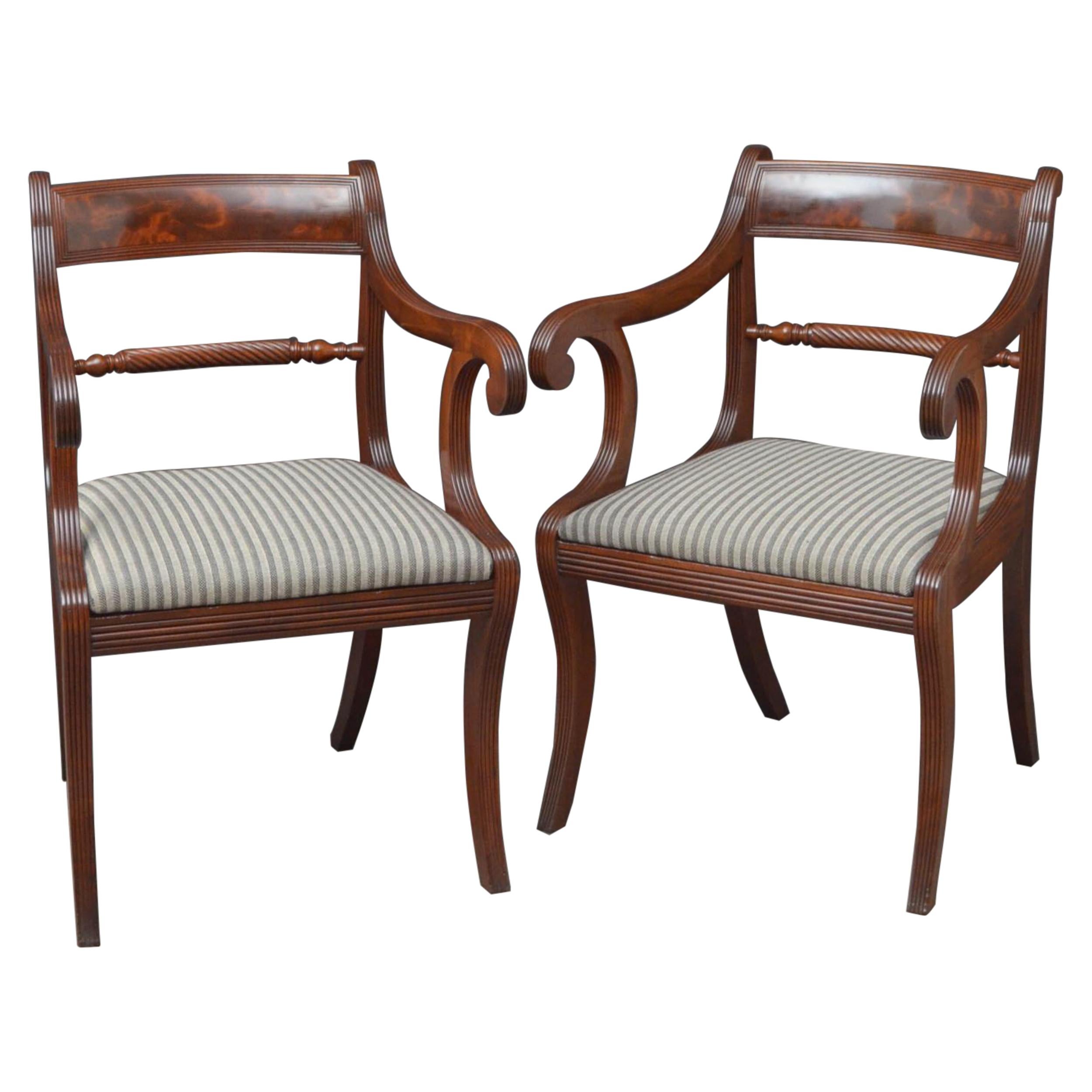 Pair of Regency Carver Chairs in Mahogany
