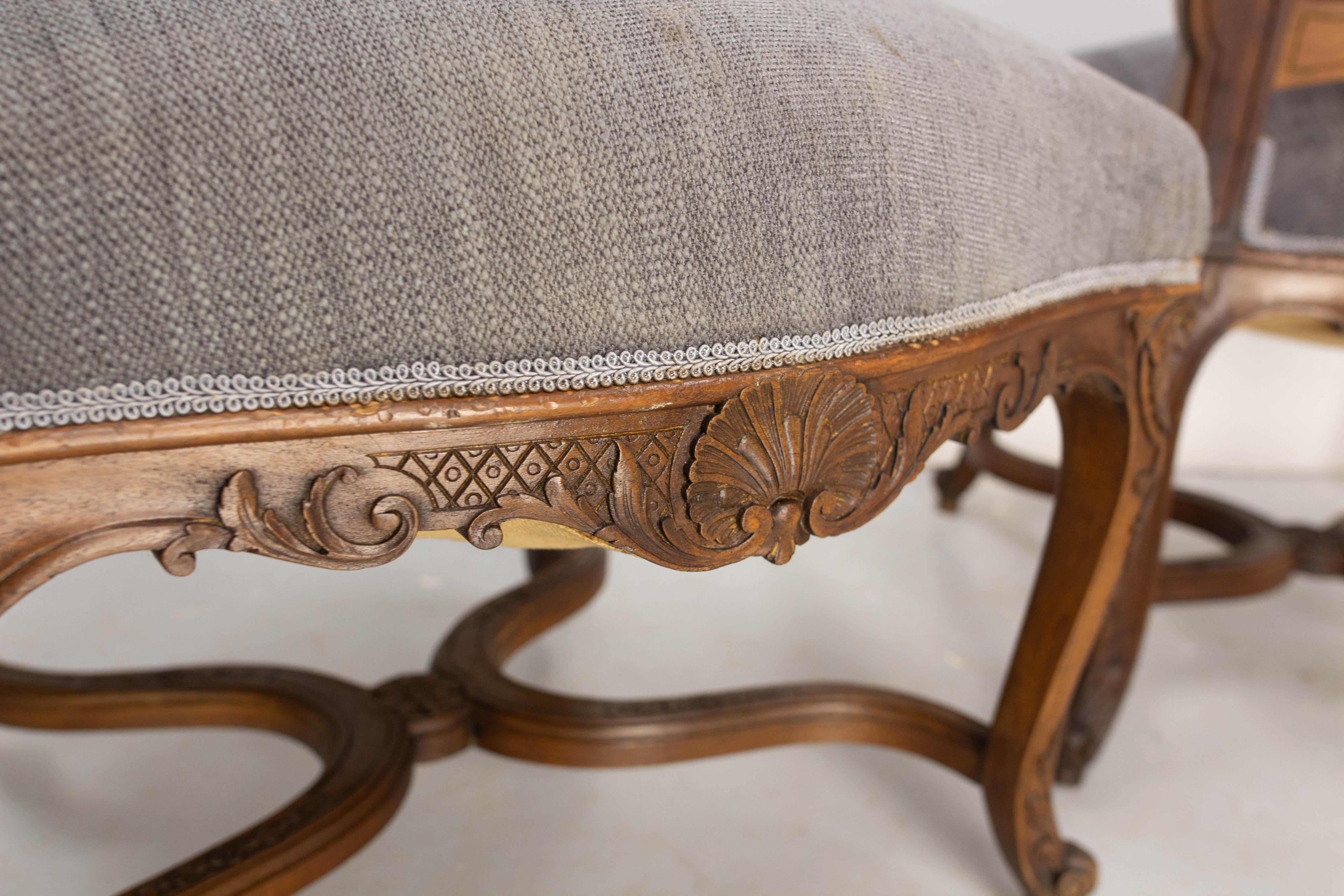 19th Century Pair of Regency Chairs or Fauteuils to be Re-Upholstered Midcentury For Sale