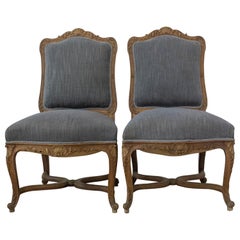 Antique Pair of Regency Chairs or Fauteuils to be Re-Upholstered Midcentury