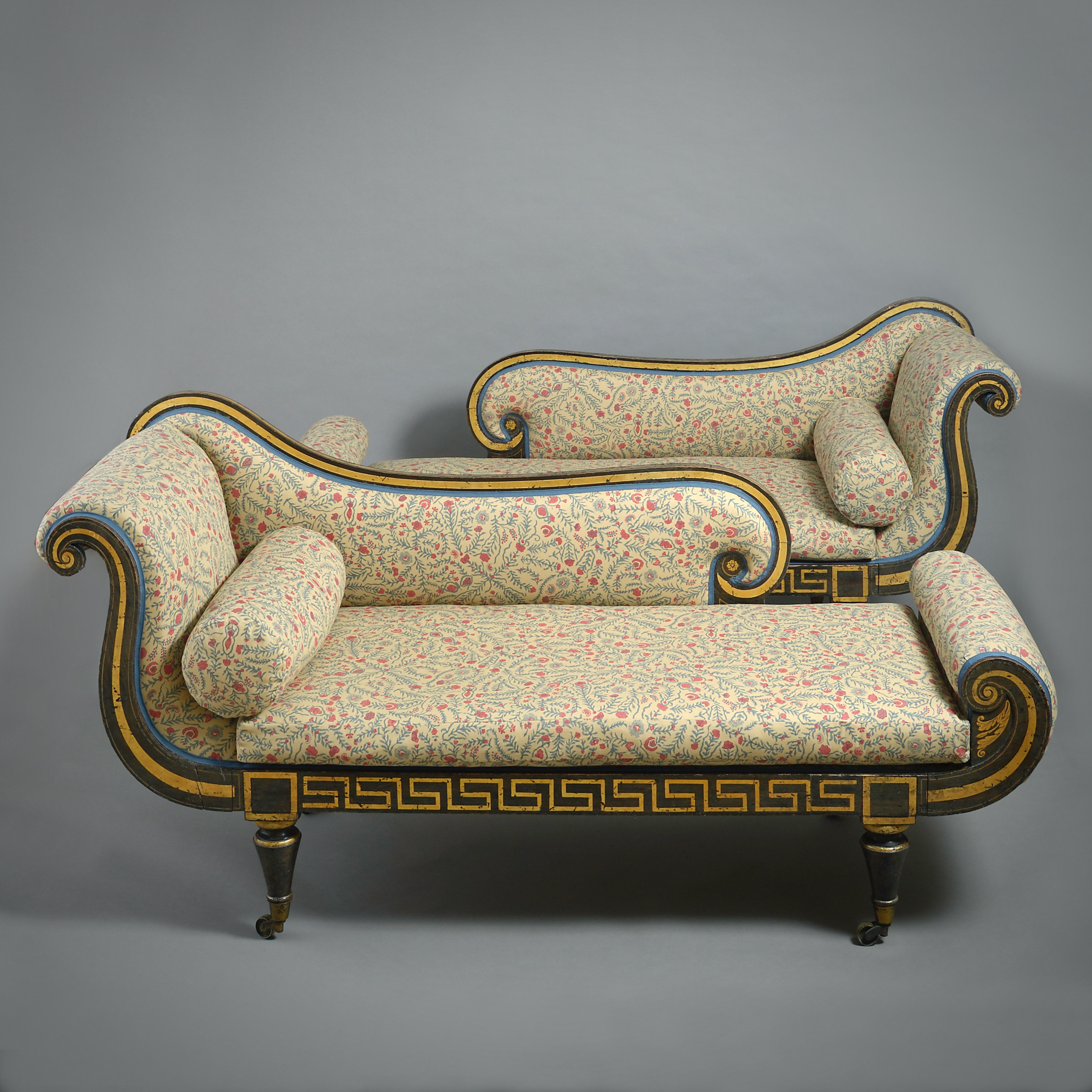 Pair of Regency Chaise Longue In Good Condition For Sale In London, GB